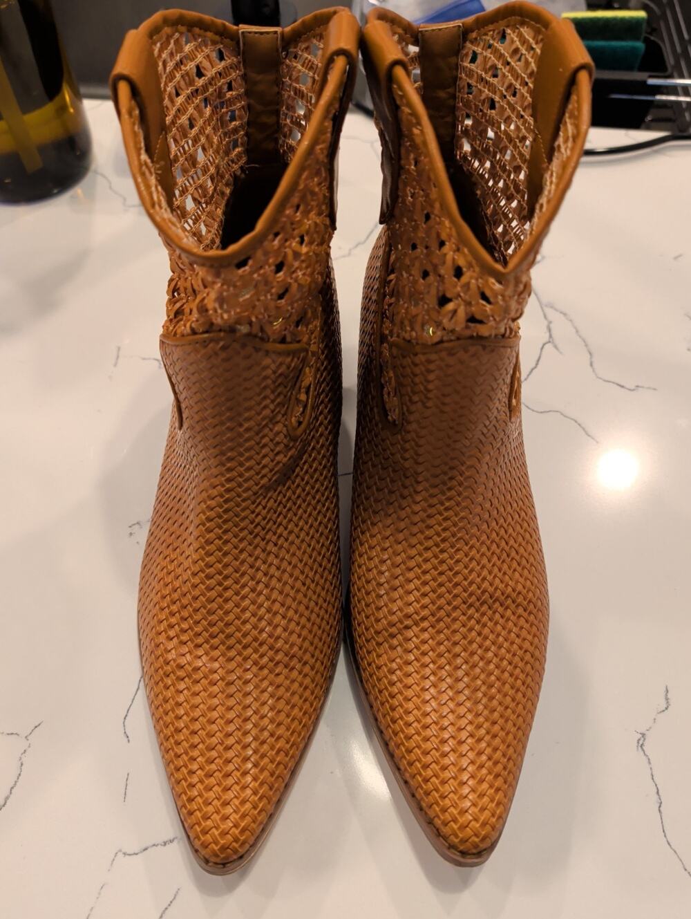 Coconuts by Matisse Tan Woven Western Ankle Boots size 10